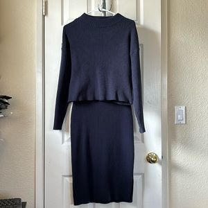 Edited Pieces Knit Sweater + Skirt Set (Navy)